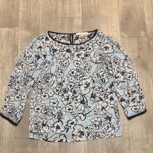 Womens Loft‎ Floral Sheer Eyelet See Through Long Sleeve Top Blouse Shirt